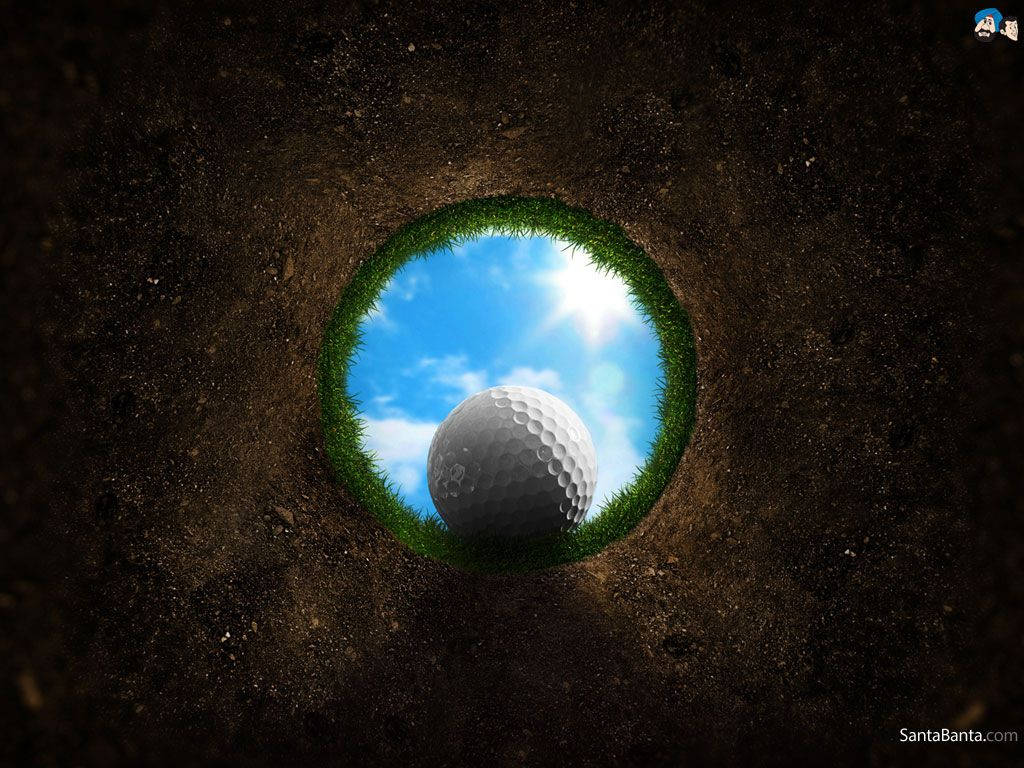 Golf Ball In A Hole Background