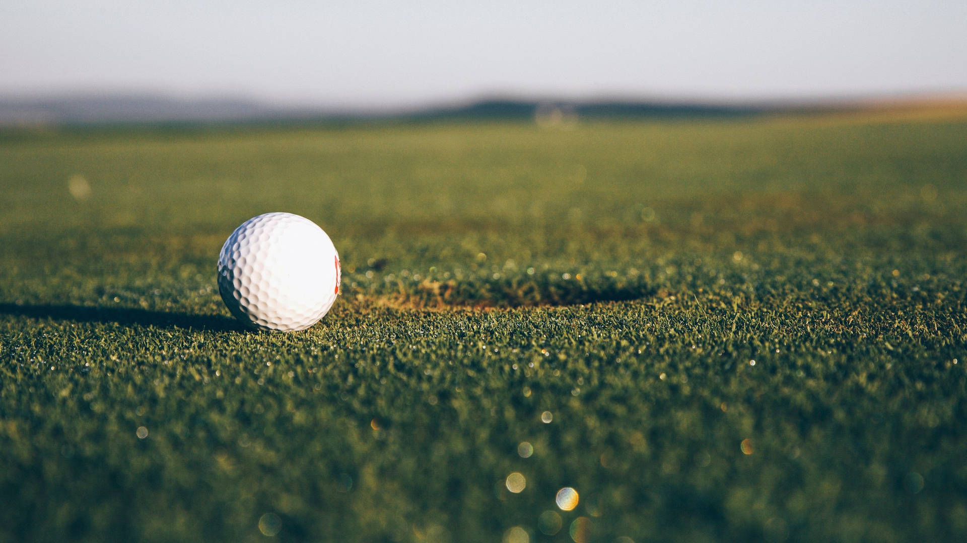 Golf Ball On Dark Grass Golfing Desktop