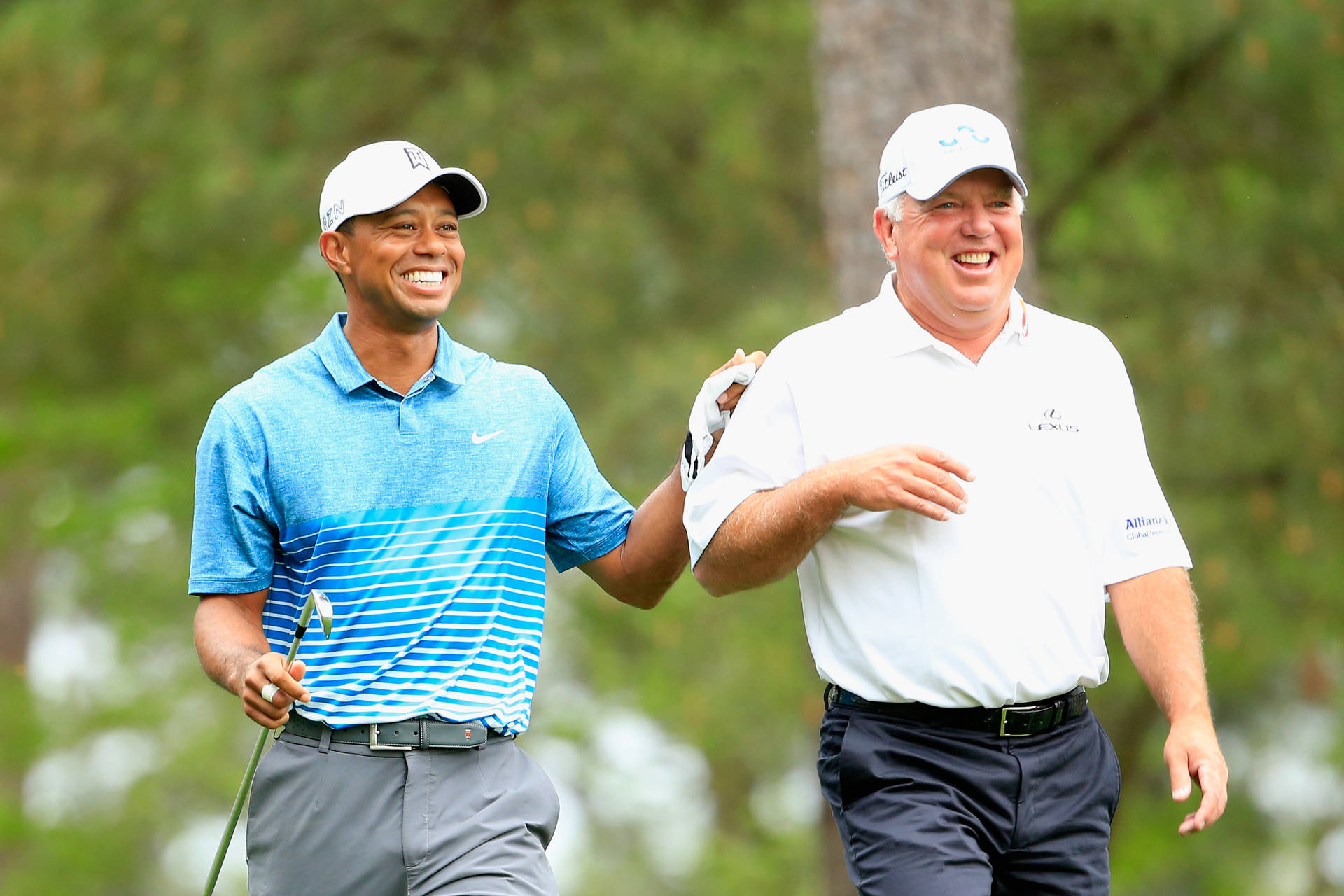 Golf Players Mark O'meara And Tiger Woods Background