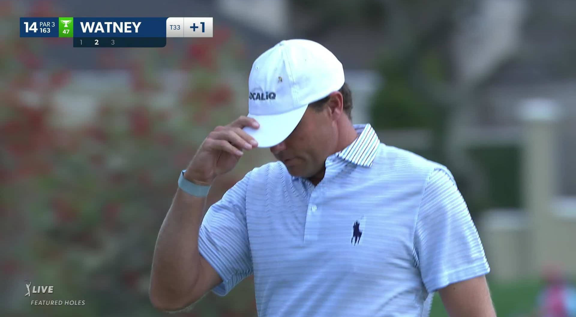 Golfer Adjusting Cap During Tournament Background