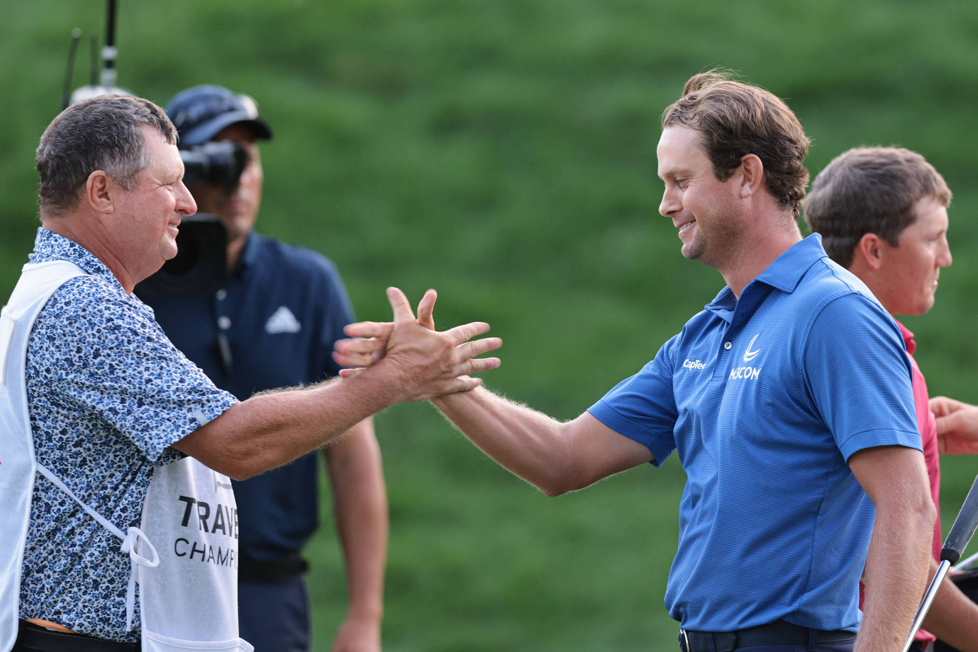 Golfer Harris English Sharing A High-five With Eric Larson