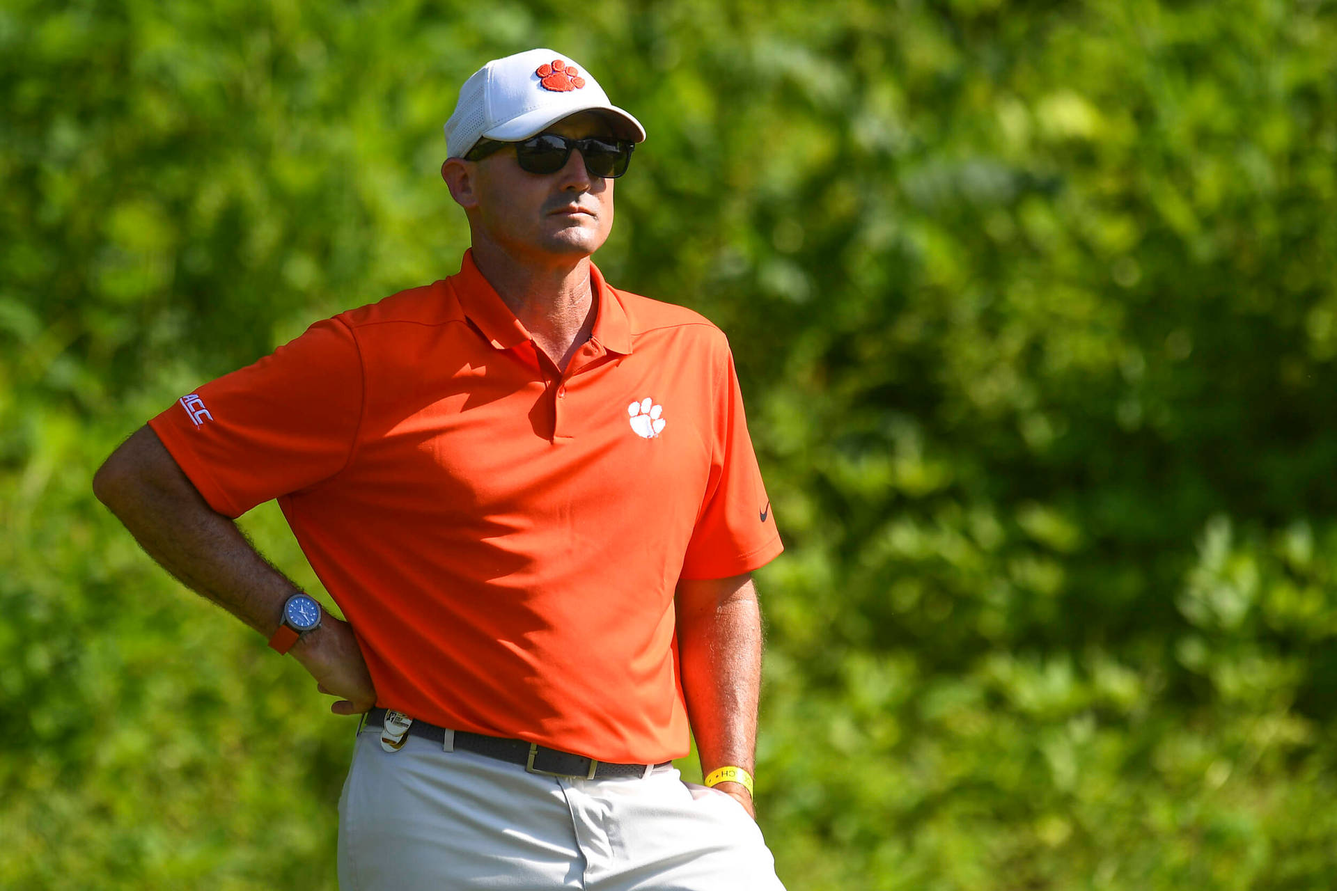 Golfer Jonathan Byrd In Orange Background