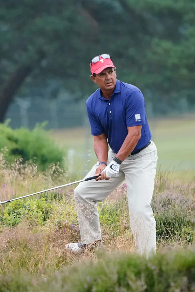 Golfer Mid Swing Action Background