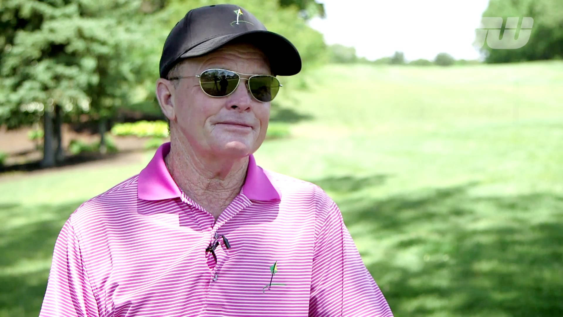 Golfer Tom Kite In Pink Stripe Background