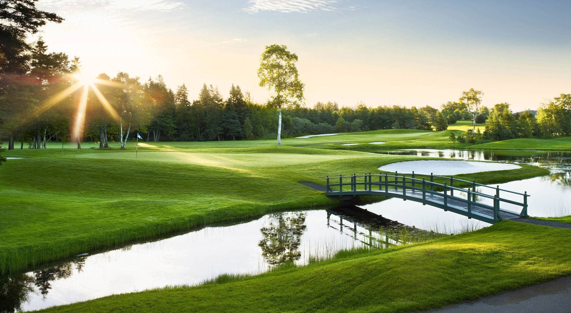 Golfers Chasing Their Dream During A Beautiful Outdoor Golf Game Background