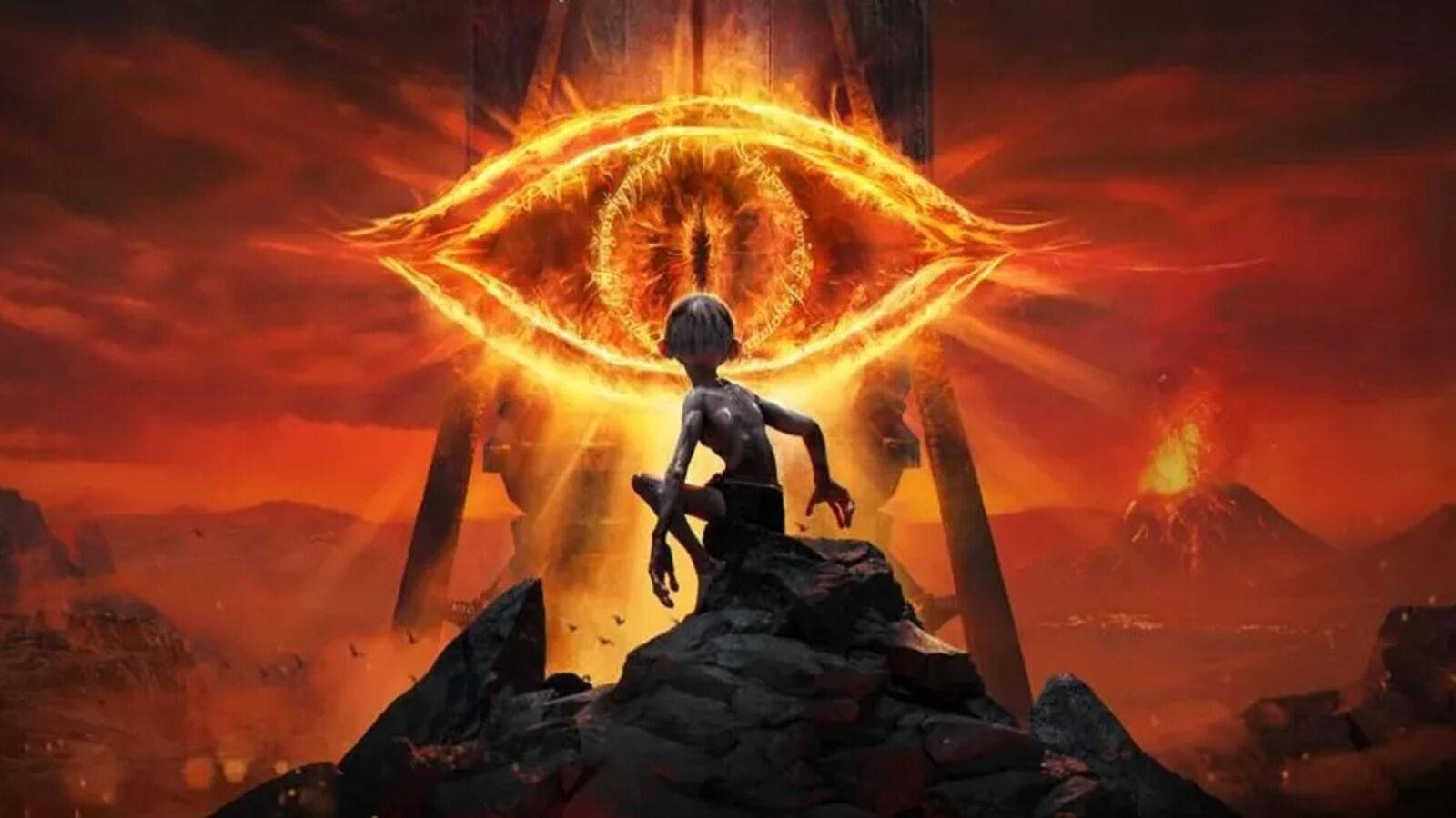 Gollum Stares Back At Eye Of Sauron Background