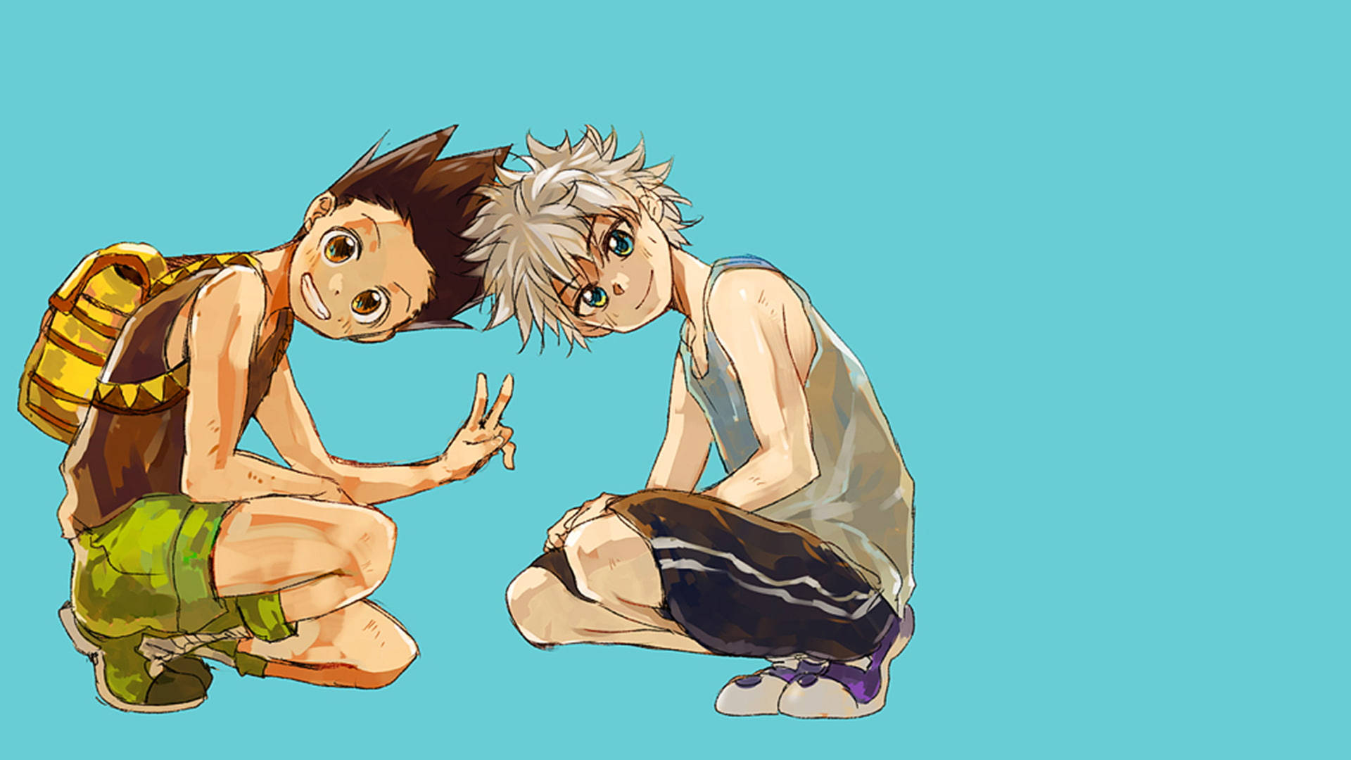 Gon And Killua In Blue Background
