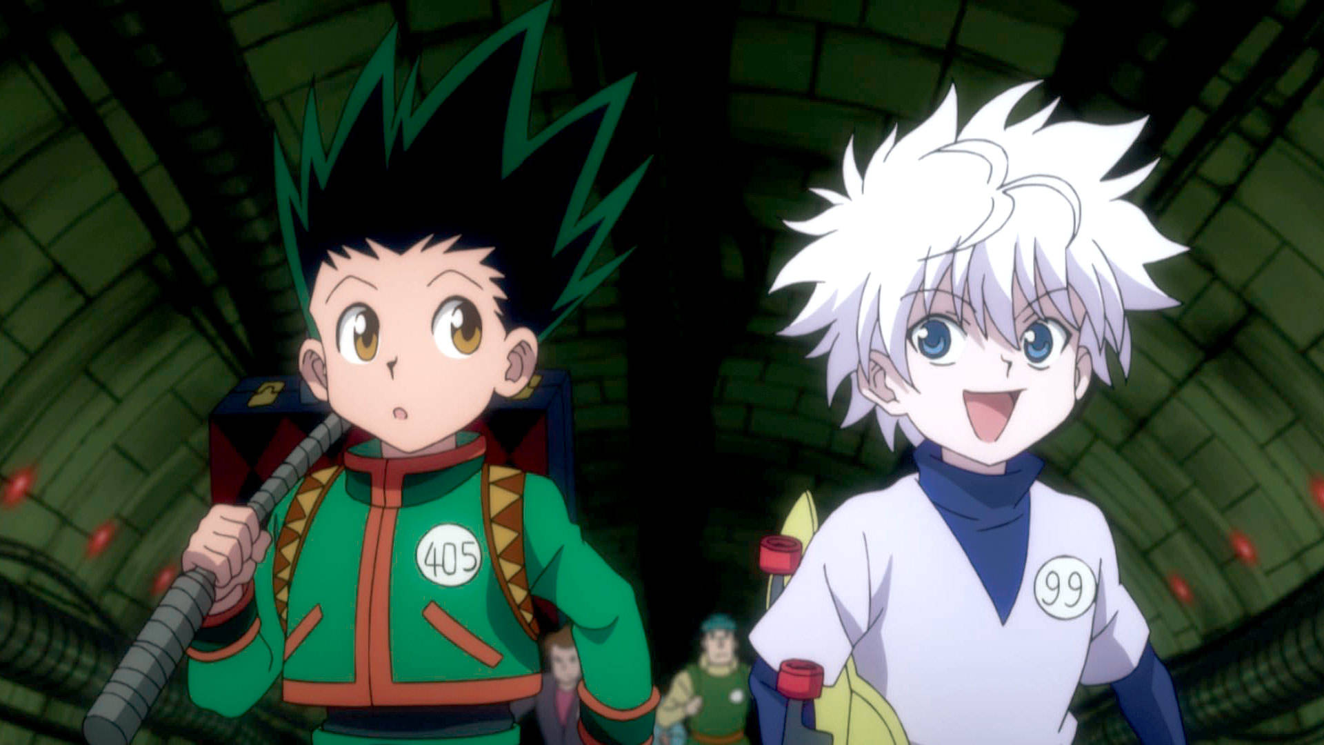 Gon And Killua In Tunnel Background