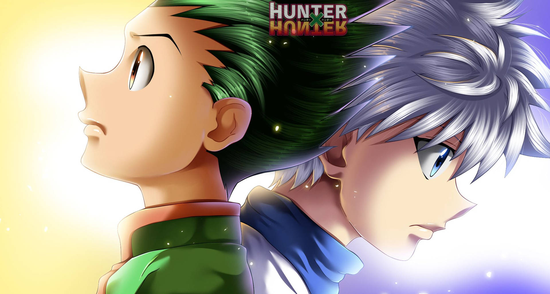 Gon And Killua With Logo Background