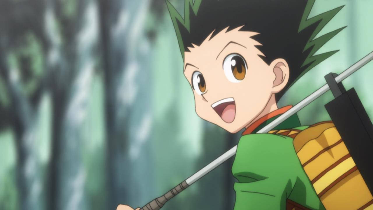 Gon Freecss Holding Rod Background