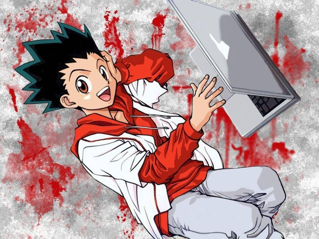 Gon Freecss Using Laptop