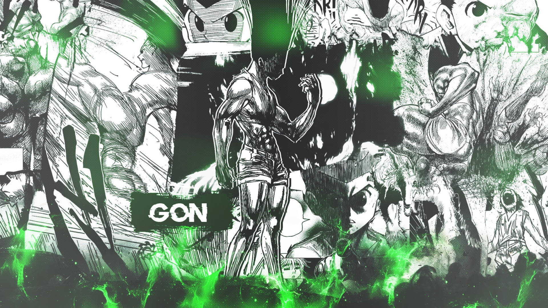 Gon Manga Green Fanart Background