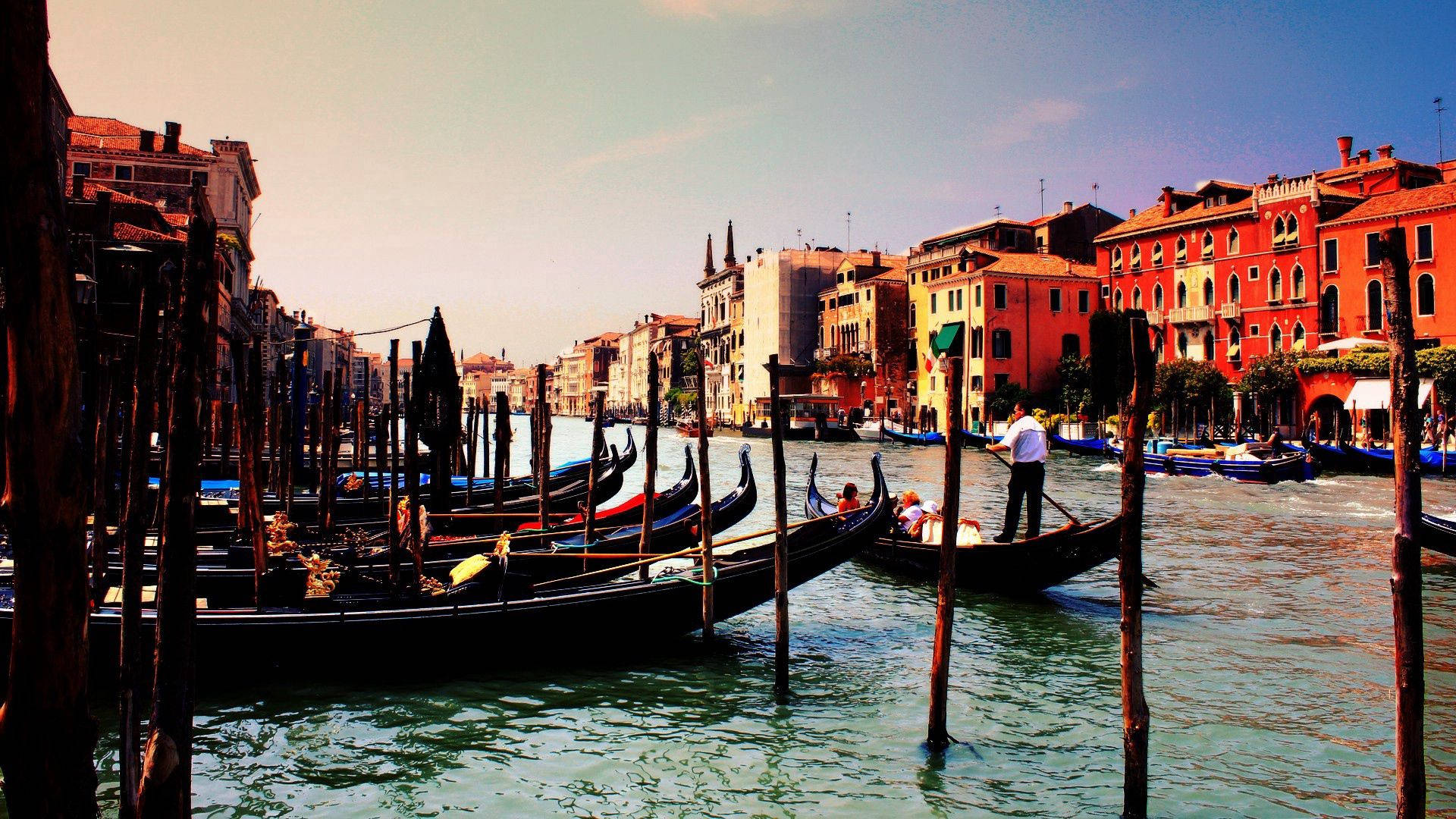 Gondolas In Venice Italy Background