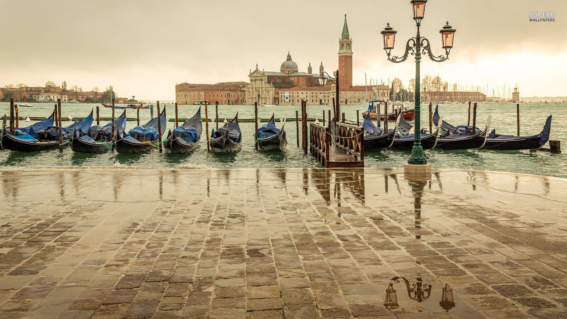 Gondolas Of Venice Italy Europe Background