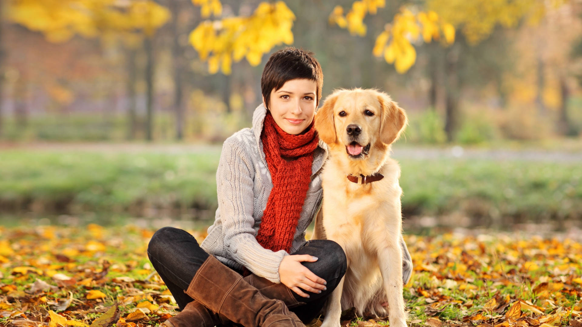 Good Memories Dog And Girl Background