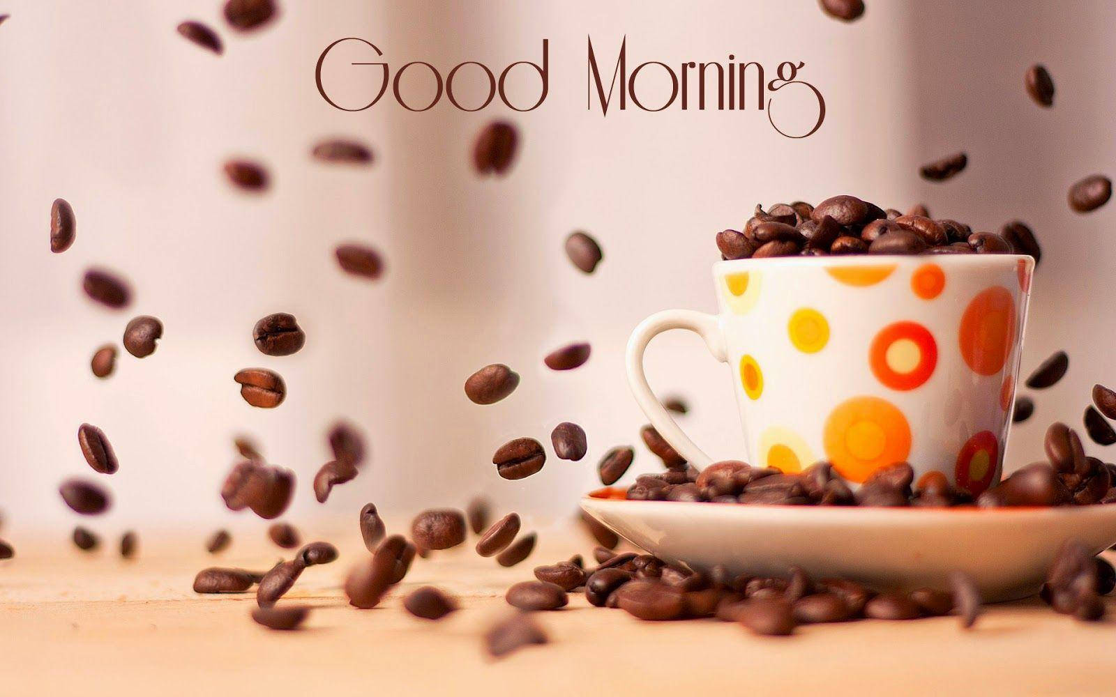 Good Morning Hd With Coffee Beans Background
