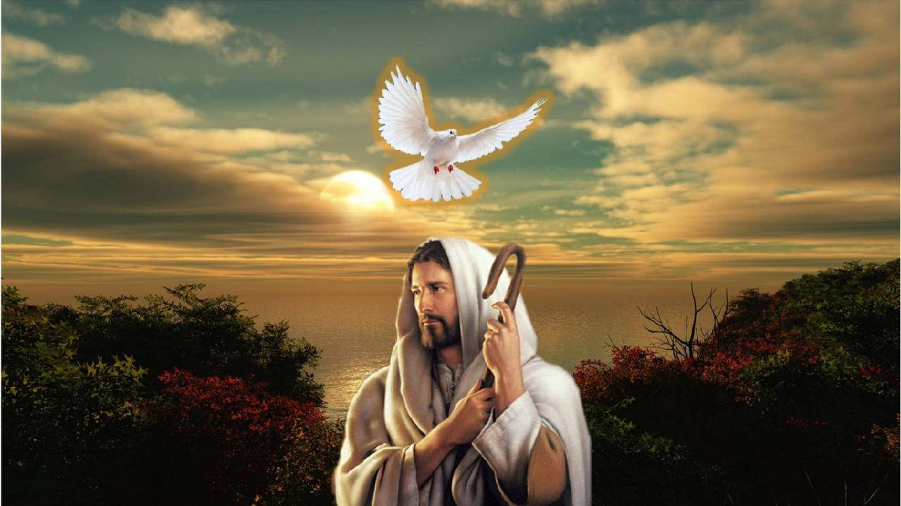 Good Shepherd Jesus And The Holy Spirit Background