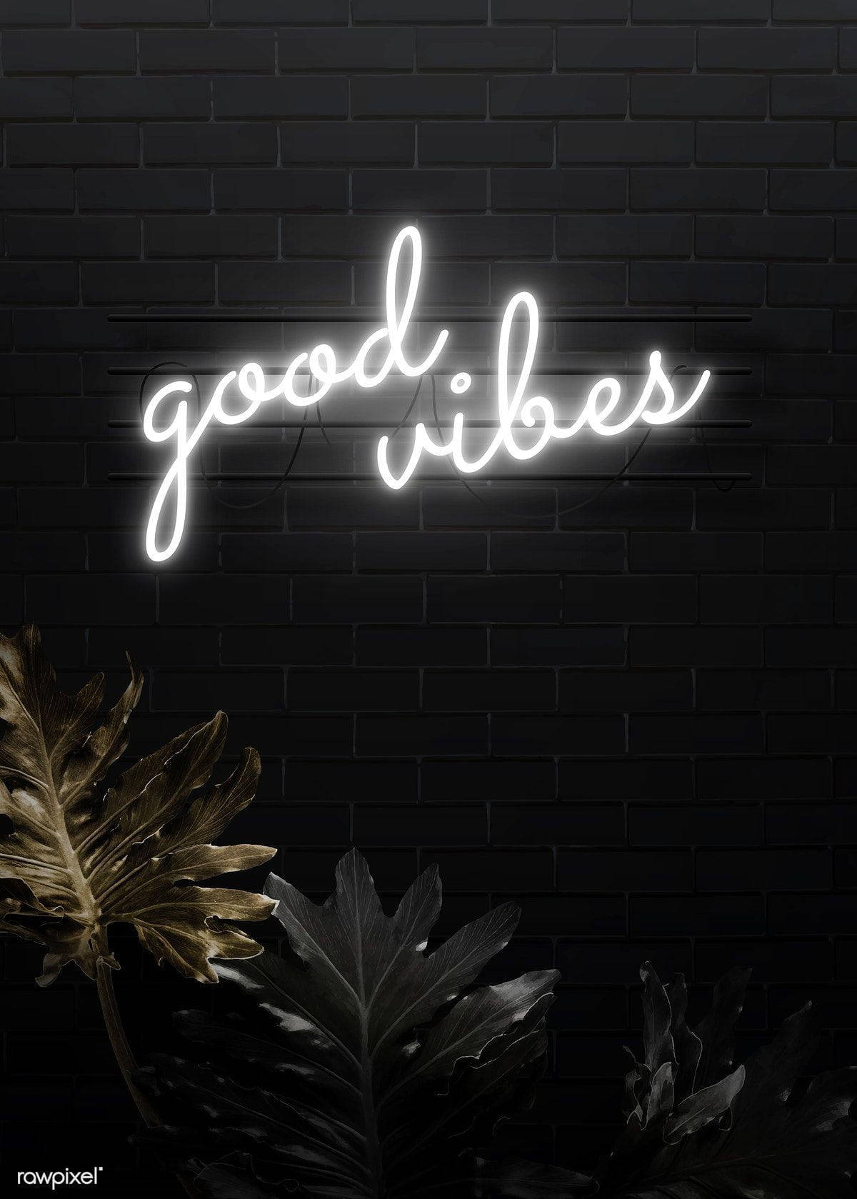 Good Vibes Black Neon Aesthetic Background