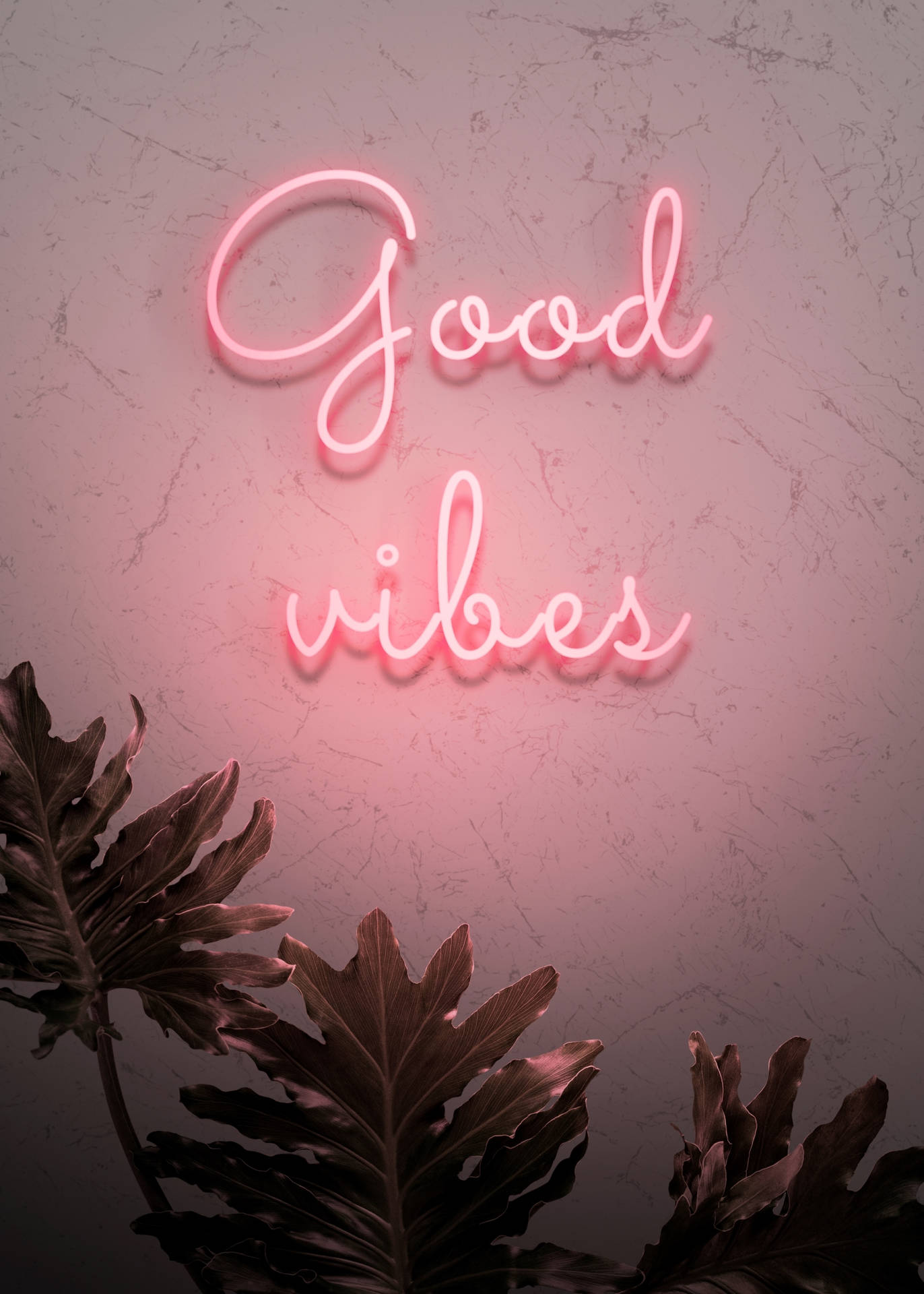 Good Vibes Neon Pink Aesthetic Background