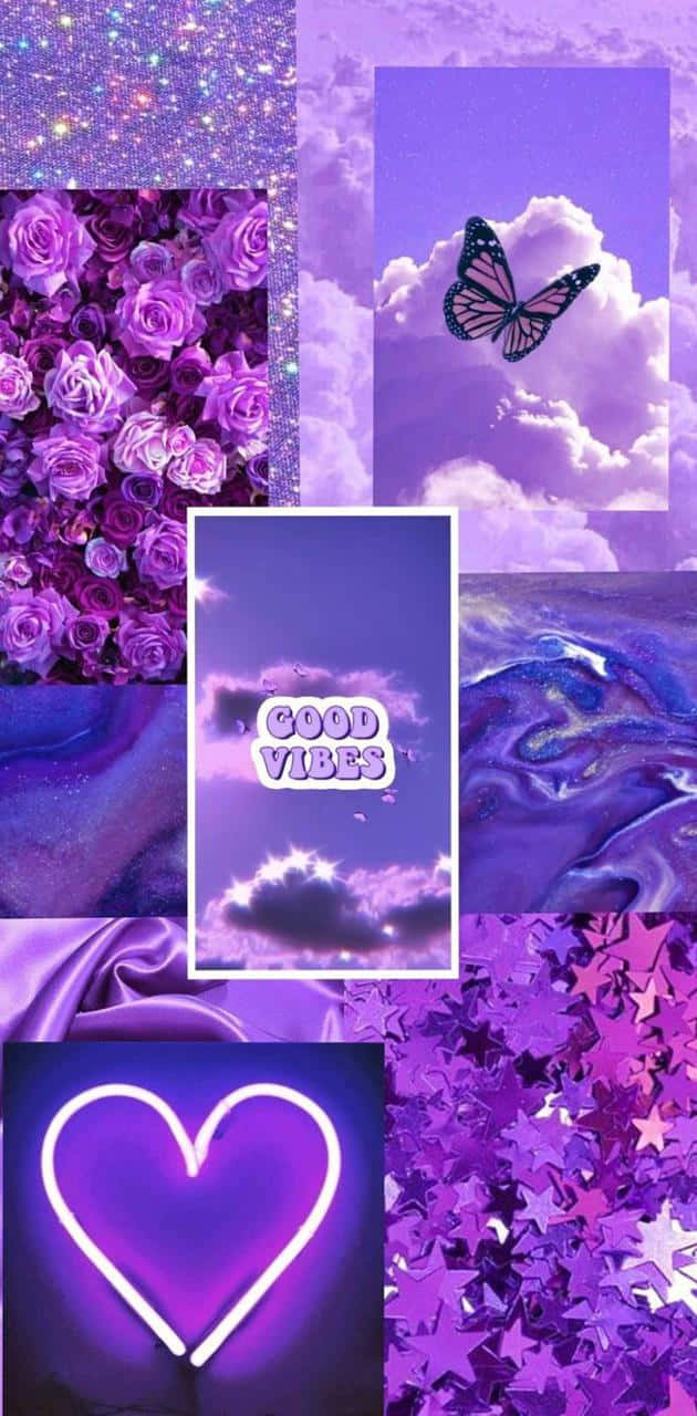 Good Vibes Purple Collage Background