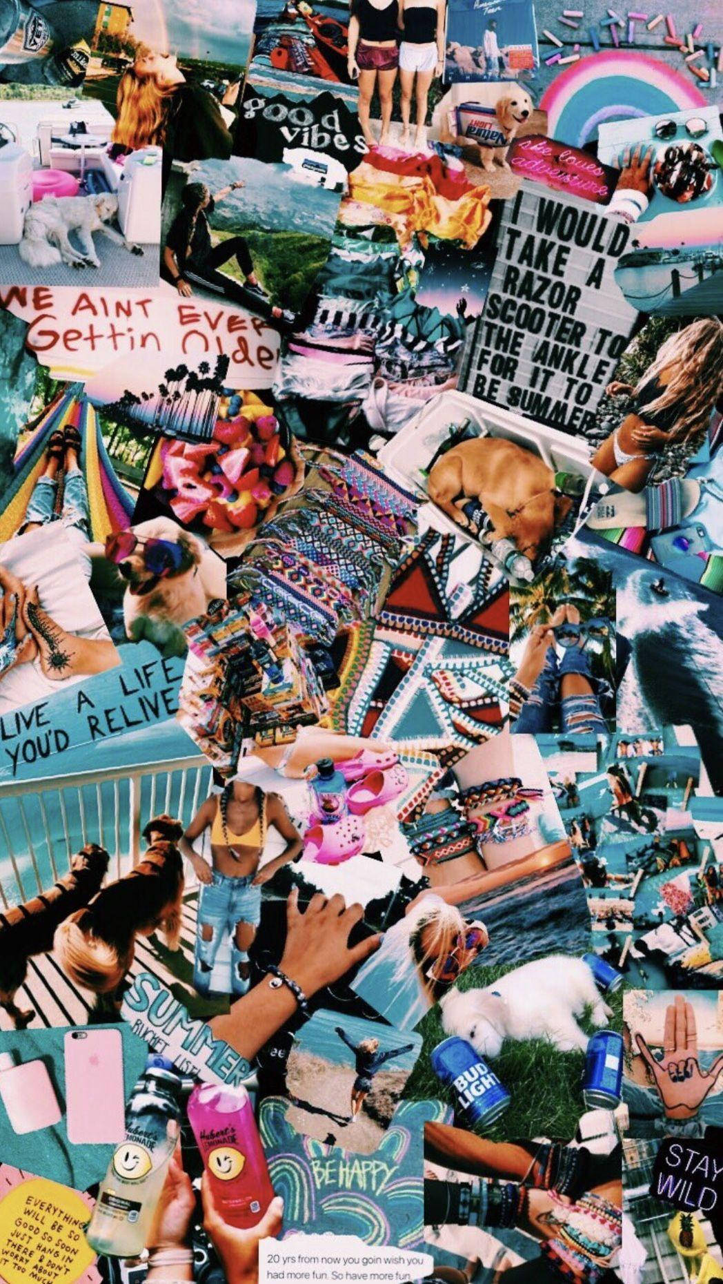 Good Vibes Summer Collage Background