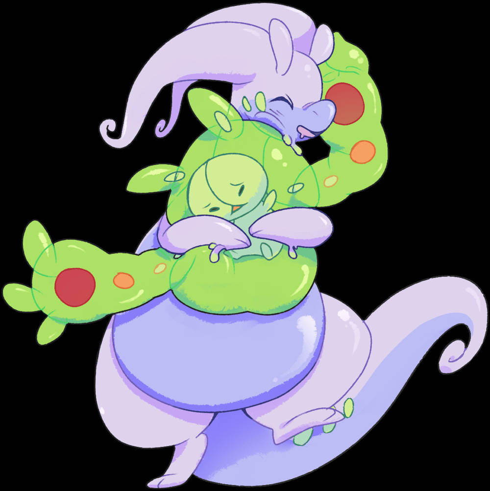 Goodra Hugging Other Pokemon Background