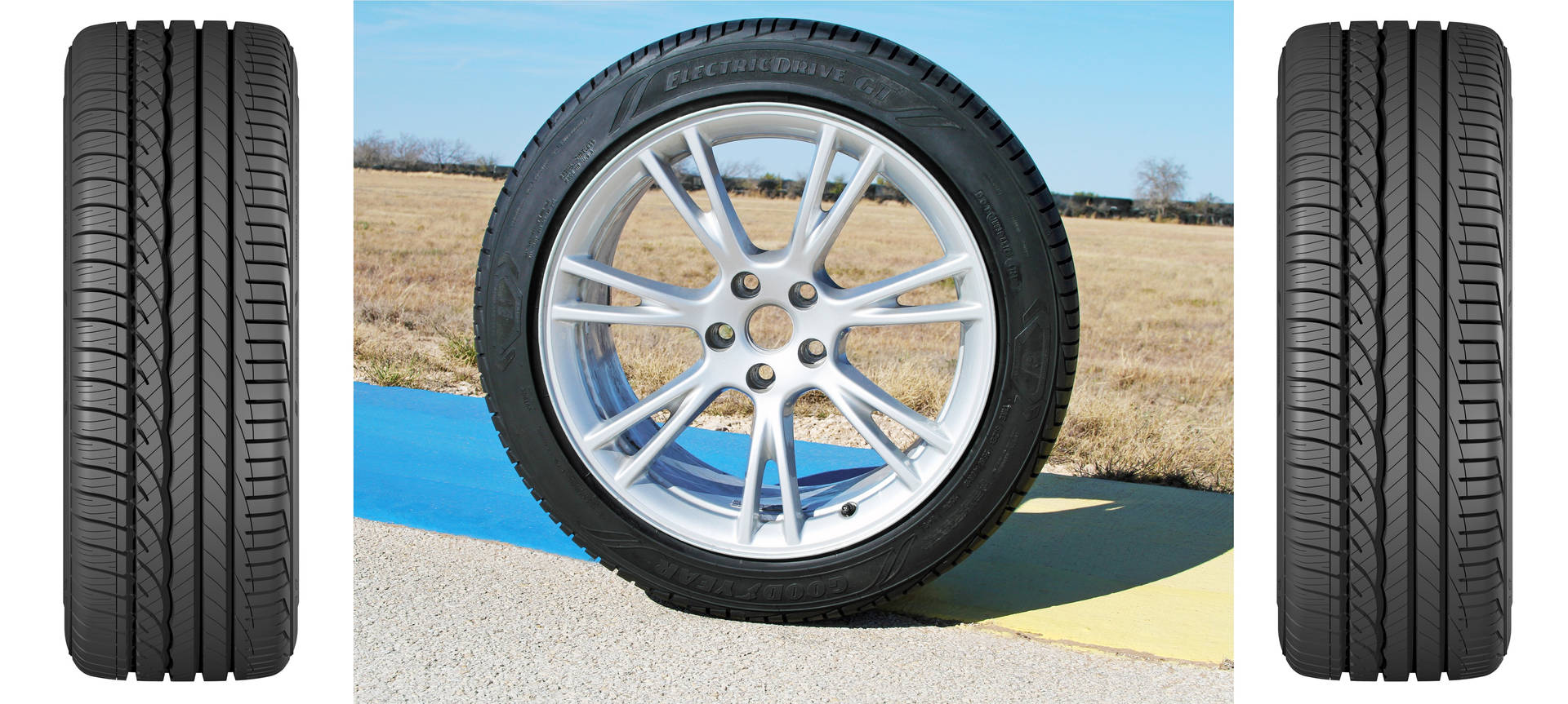 Goodyear Tires Equipped On A Tesla Model Y Background