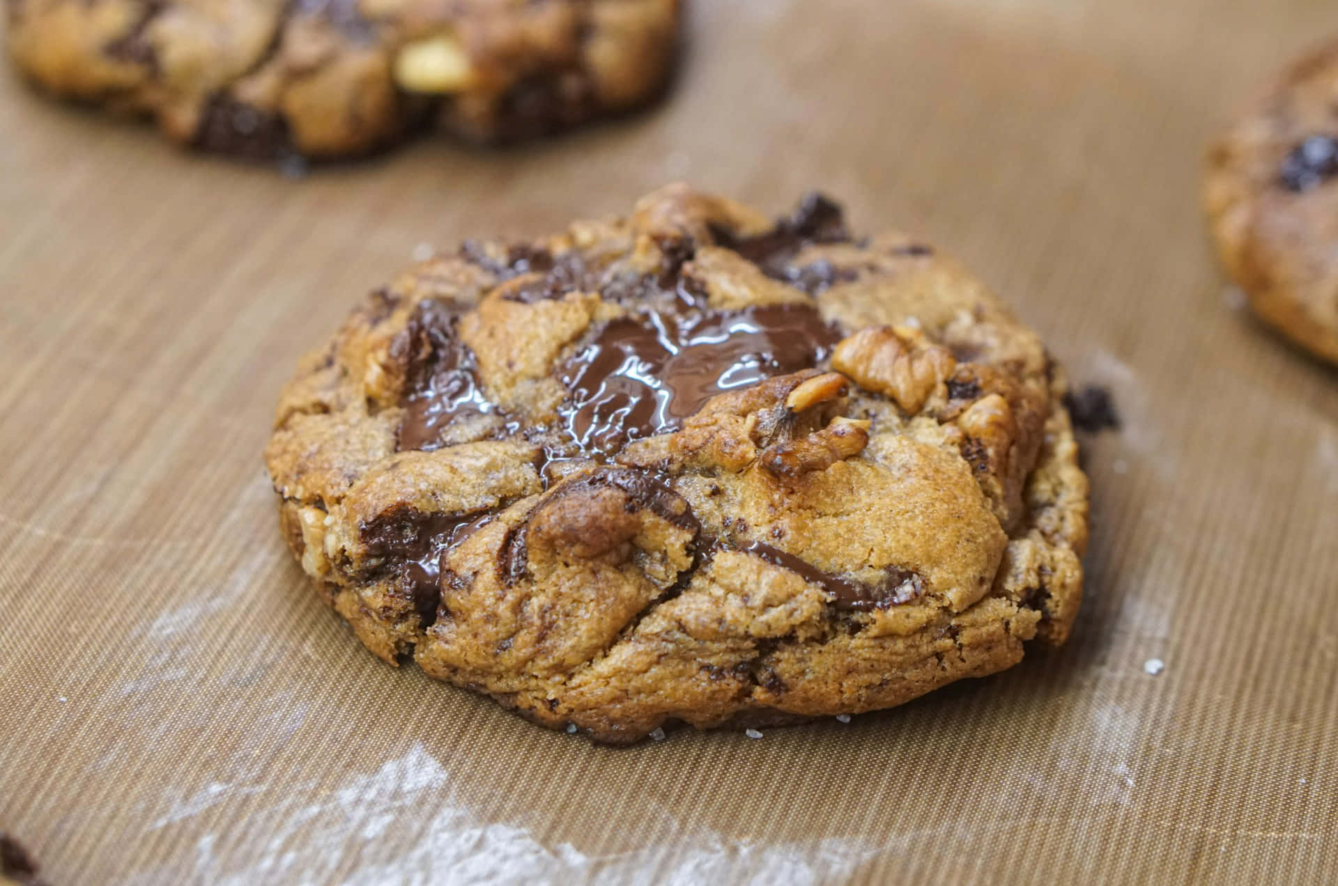Gooey Chocolate Chip Cookie Background