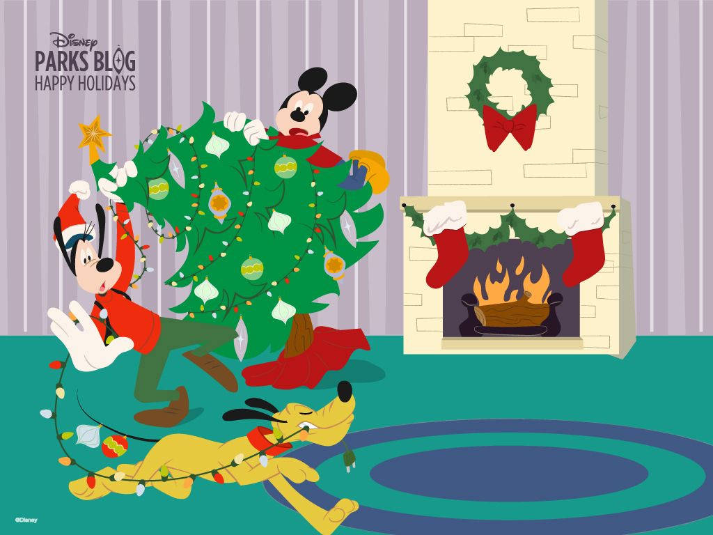 Goofy Christmas With Mickey And Pluto Background