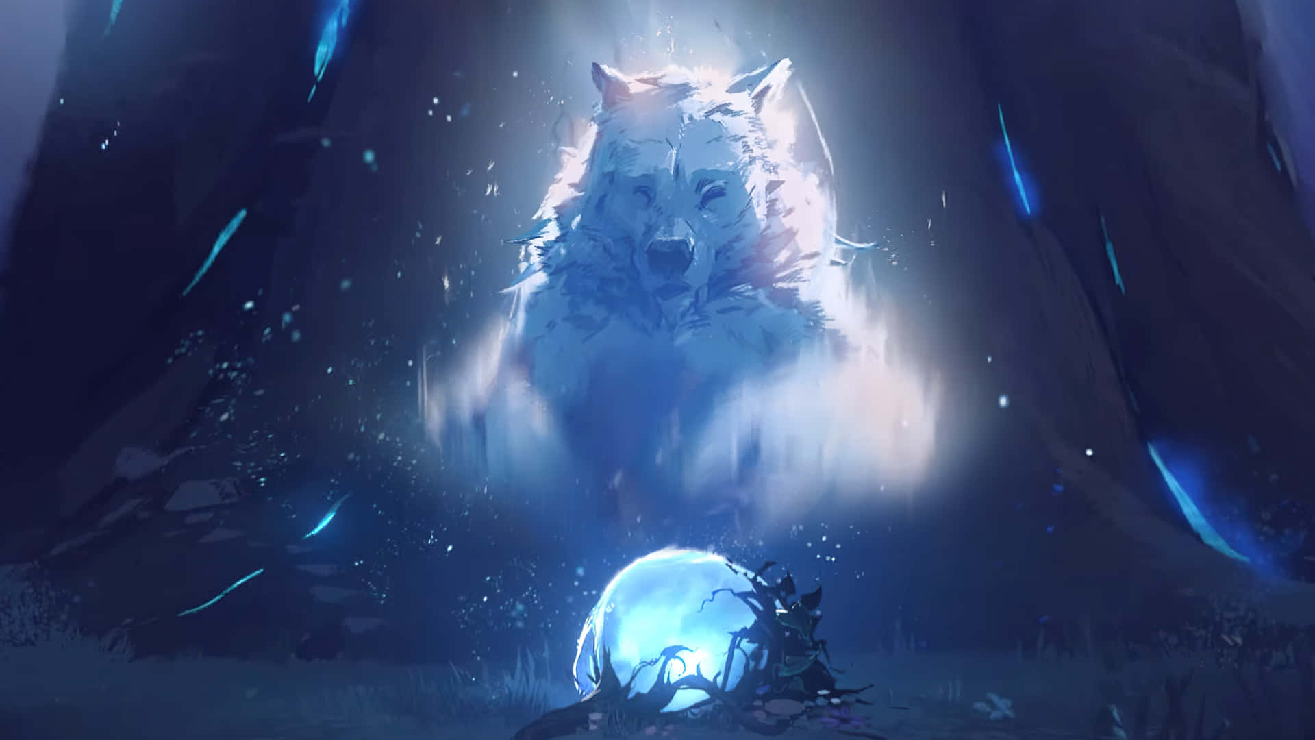 Google Desktop Wolf In Sky Background