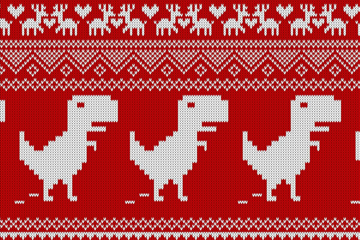 Google Dinosaur Red Knit Sweater