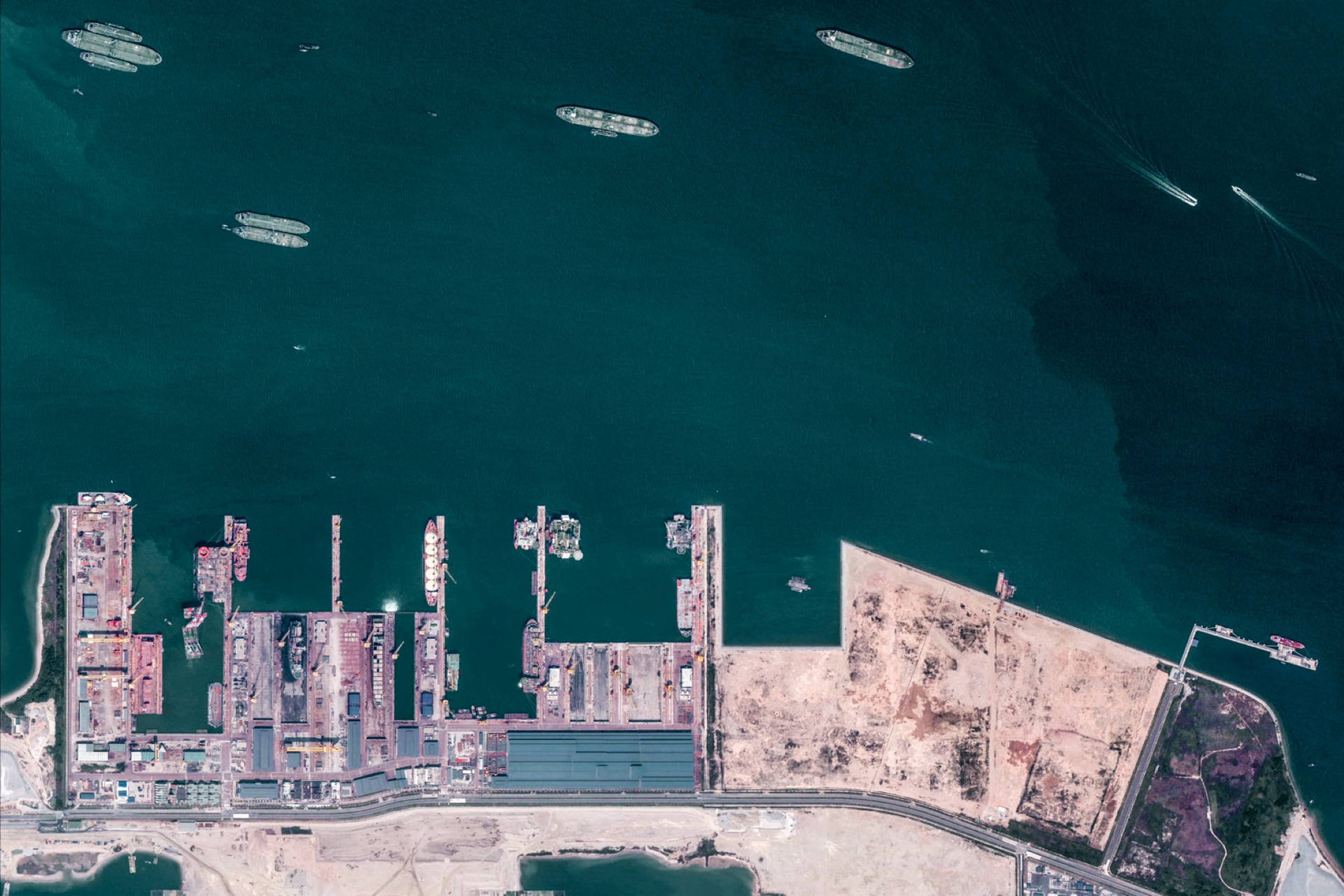 Google Earth Singapore Harbor
