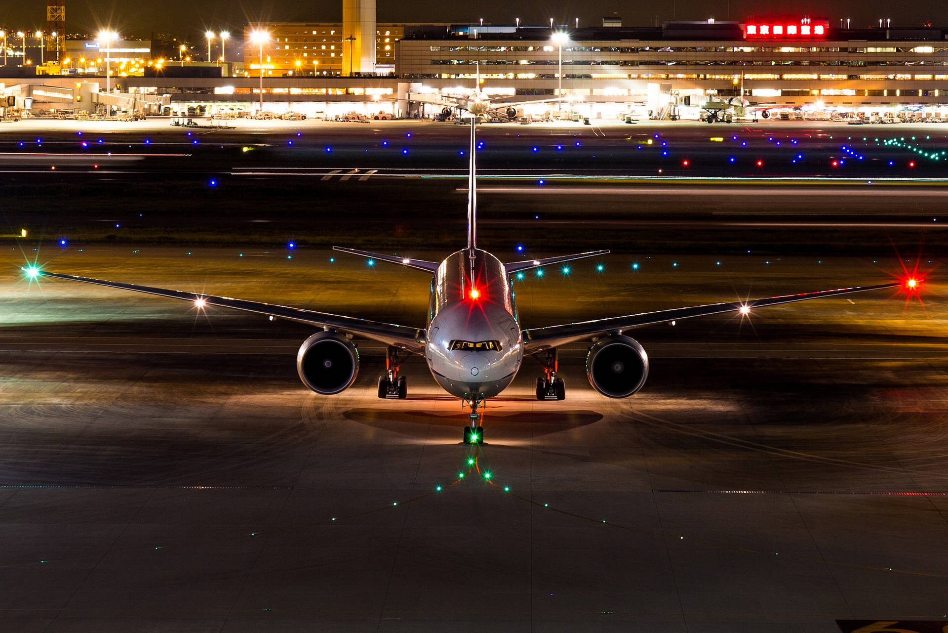 Google Flights Runway At Night Background