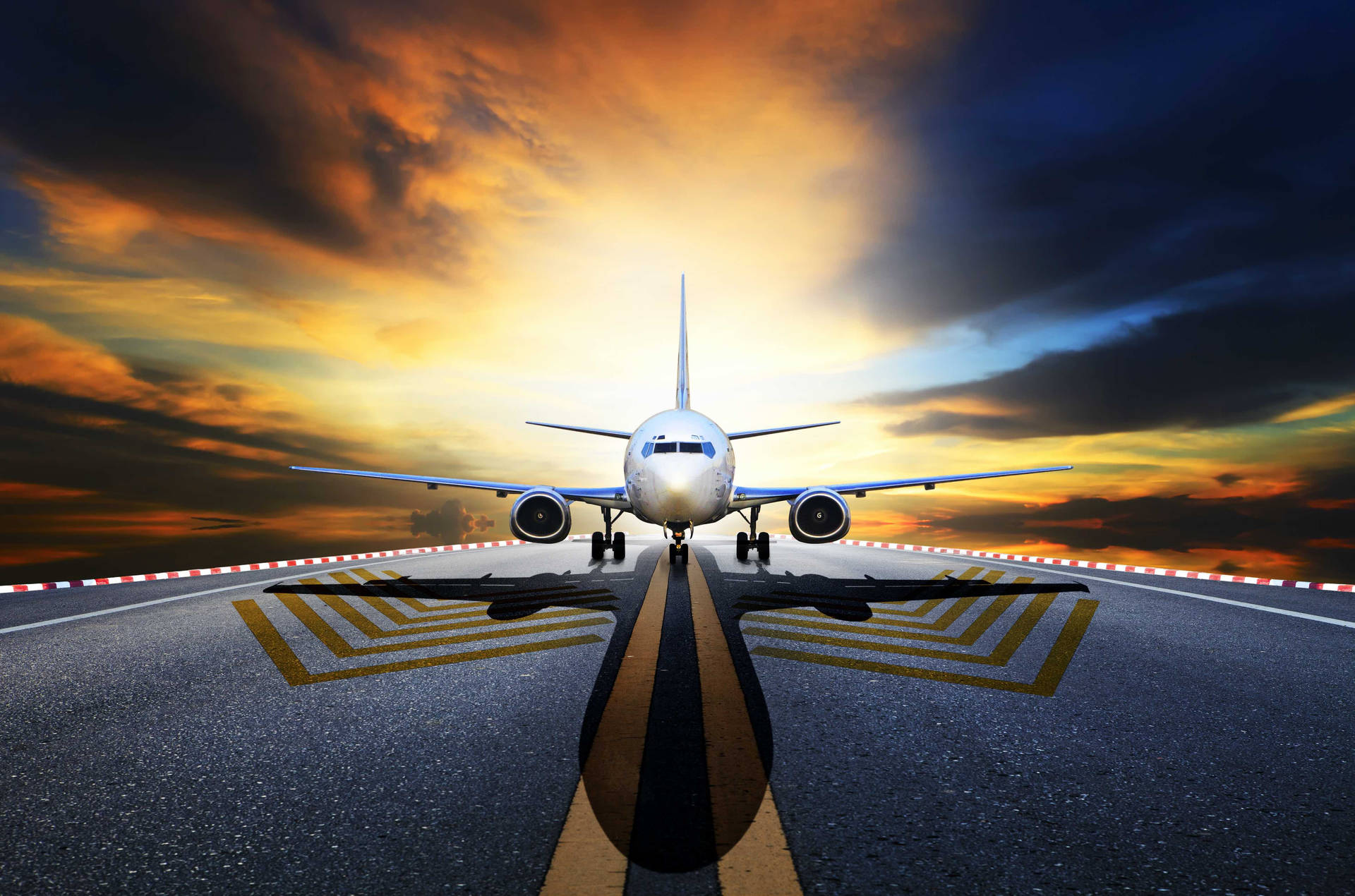 Google Flights Runway Sunset Digital Background