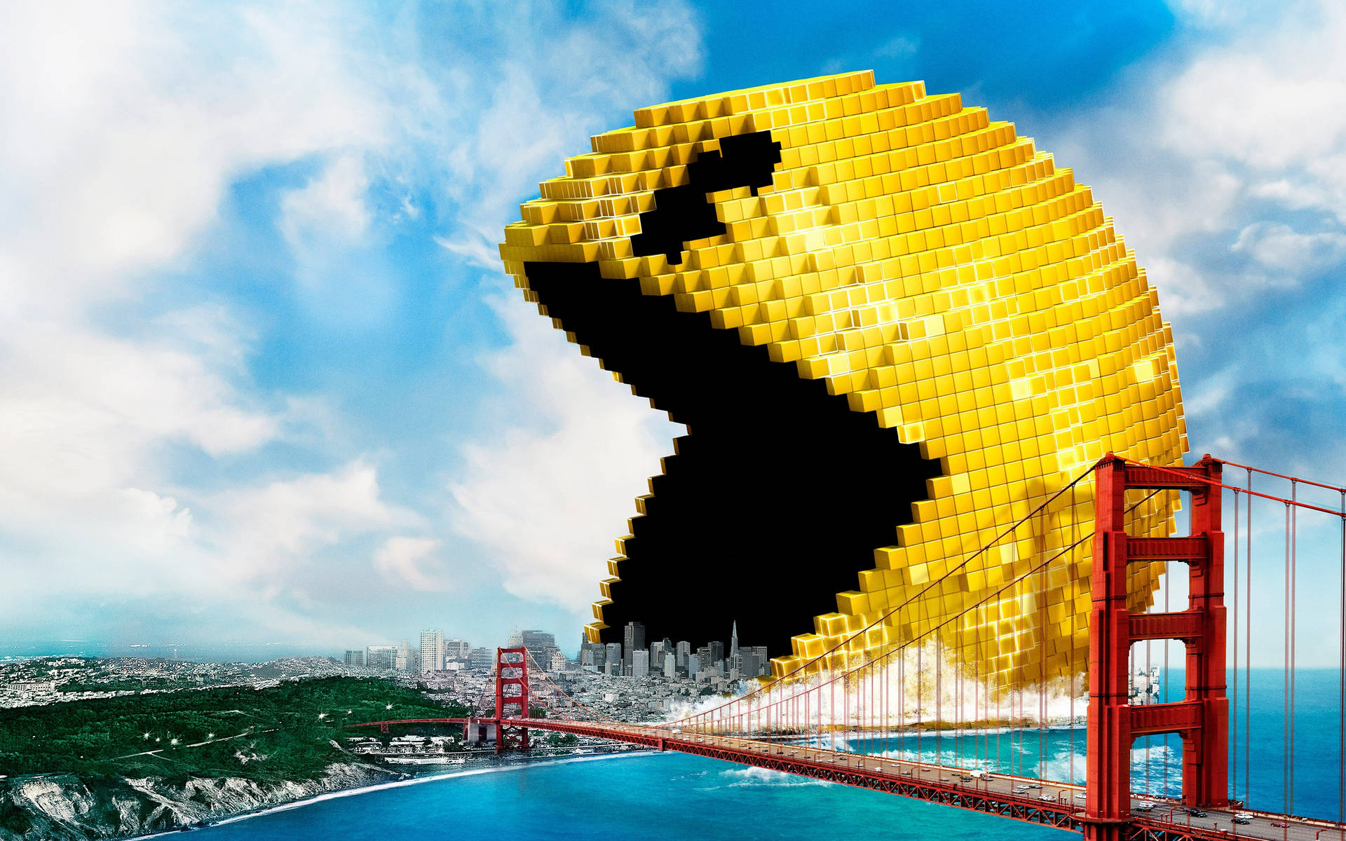 Google Pixel Desktop Pacman Eating Los Angeles Background