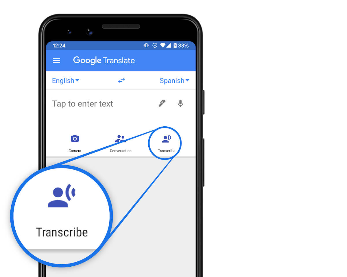 Google Translate Application With Transcribe Feature Background