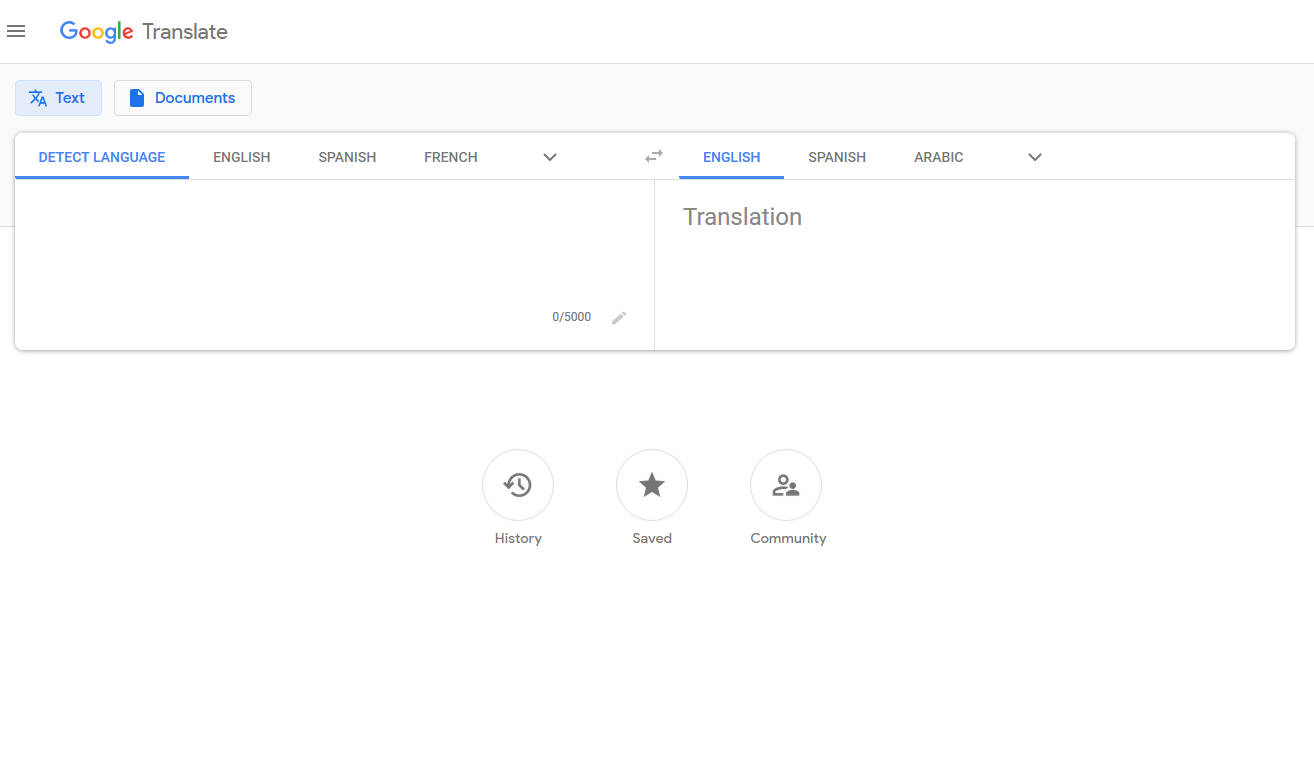 Google Translate Interface