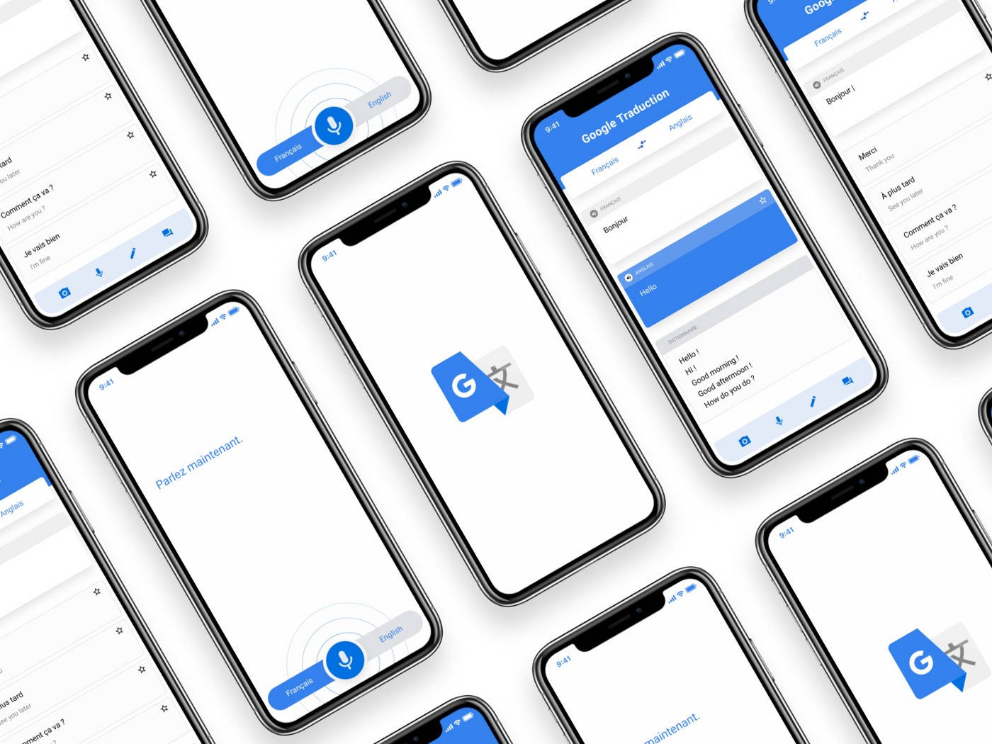 Google Translate On Multiple Smartphones Background