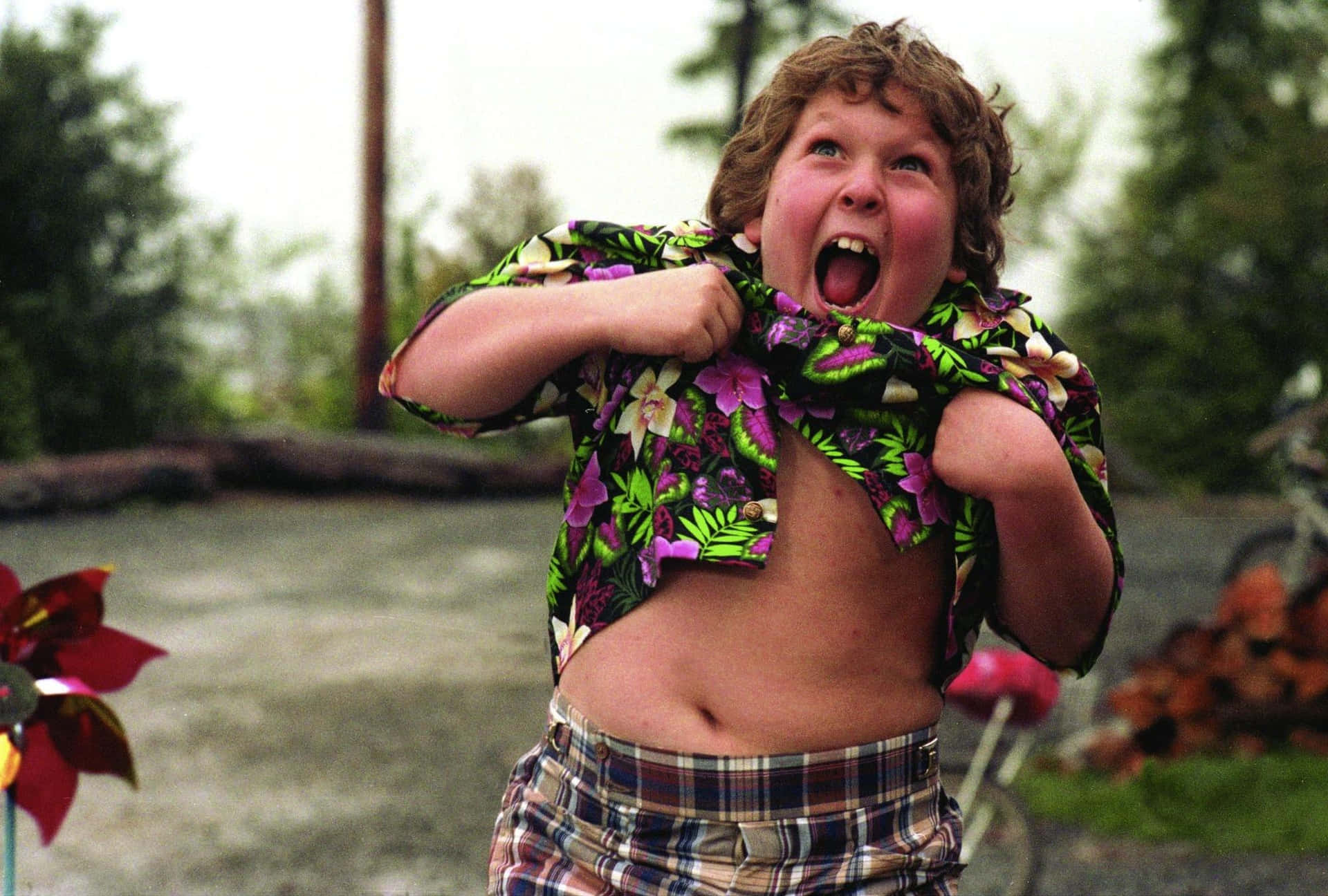 Goonies Character Performing Truffle Shuffle Background