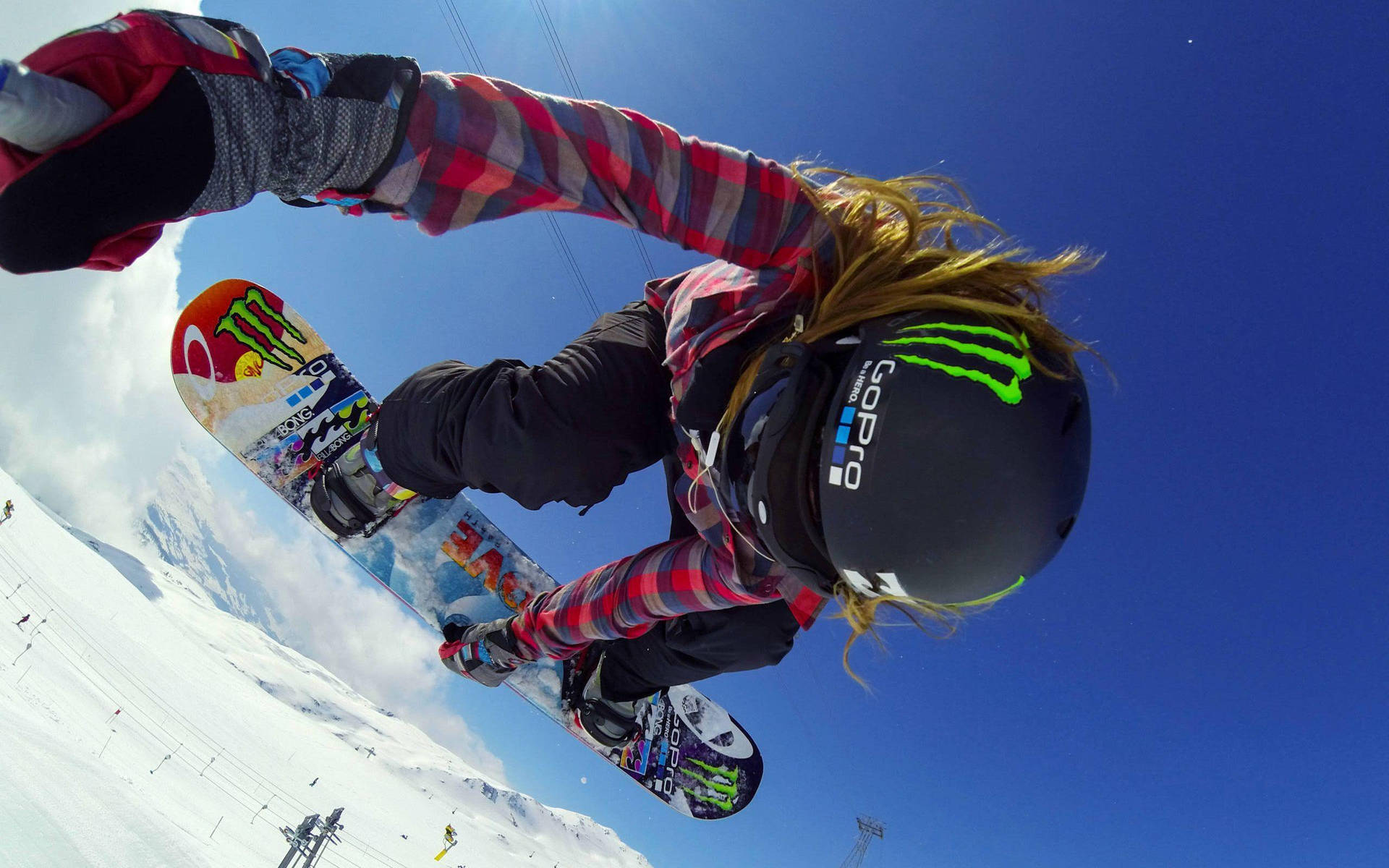 Gopro Snowboarding Action Shot Background