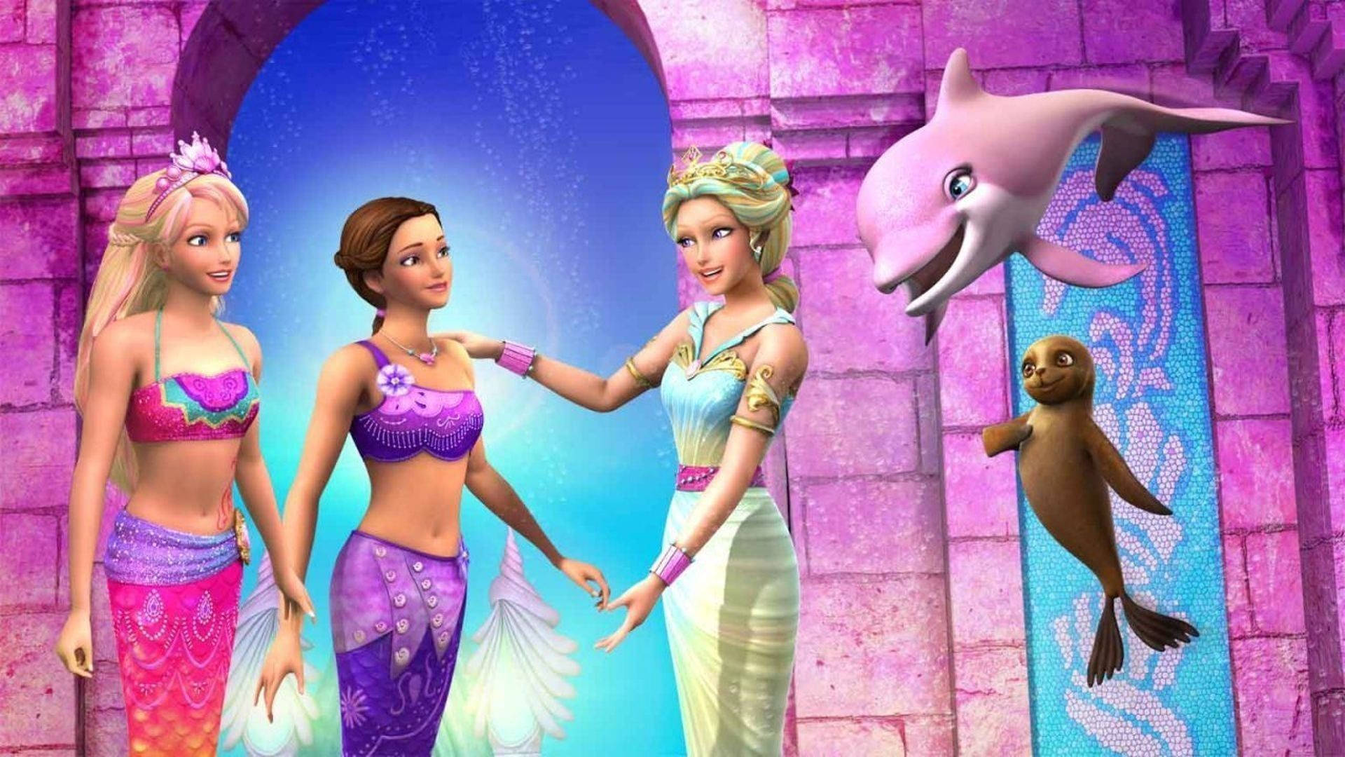 Gorgeous Barbie Mermaids Background