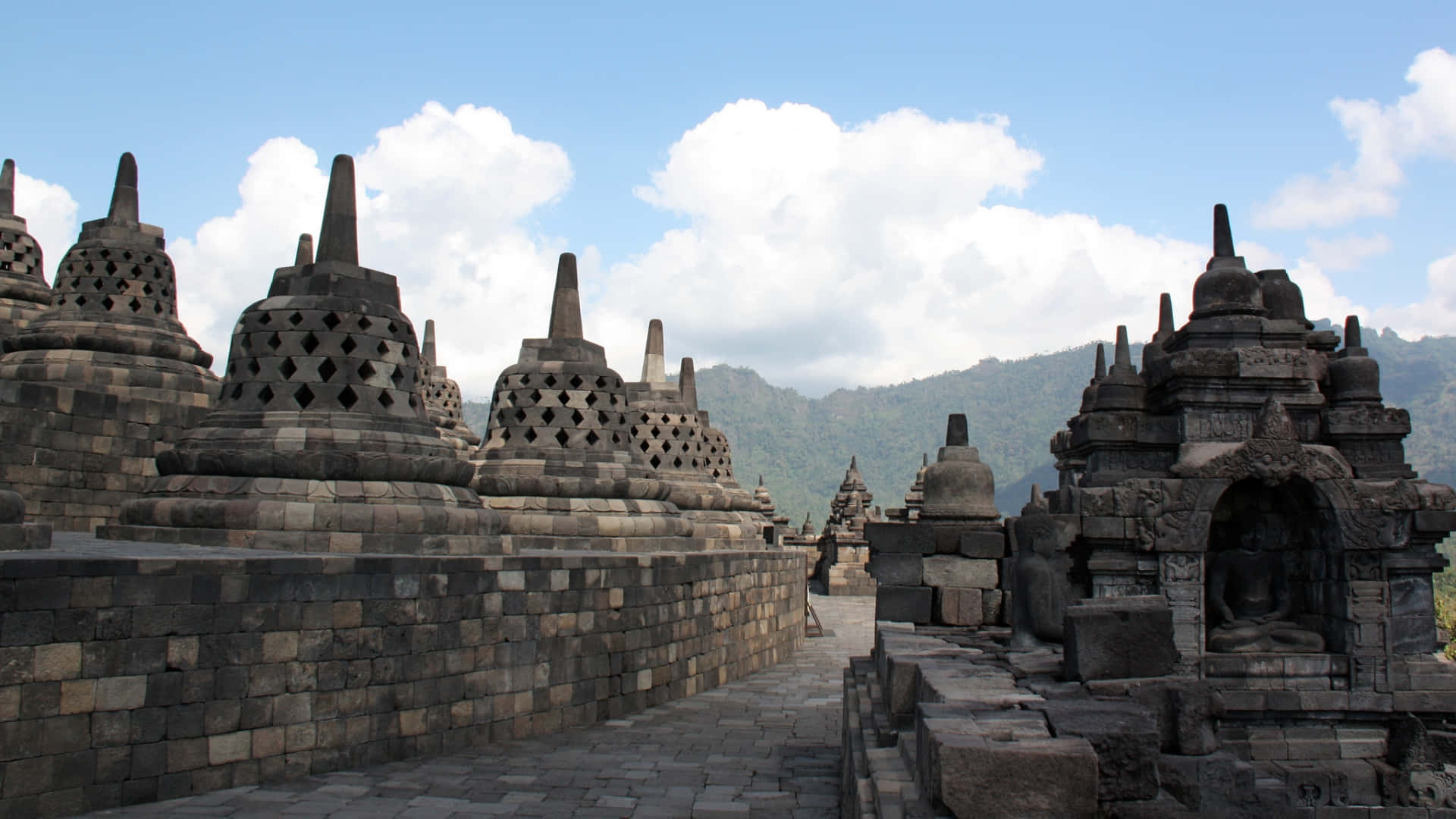 Gorgeous Clouds In Borobudur Temple Background