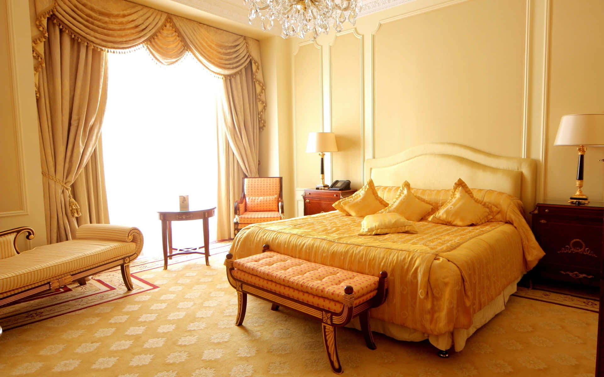 Gorgeous Fancy Luxury Hotel Room Background