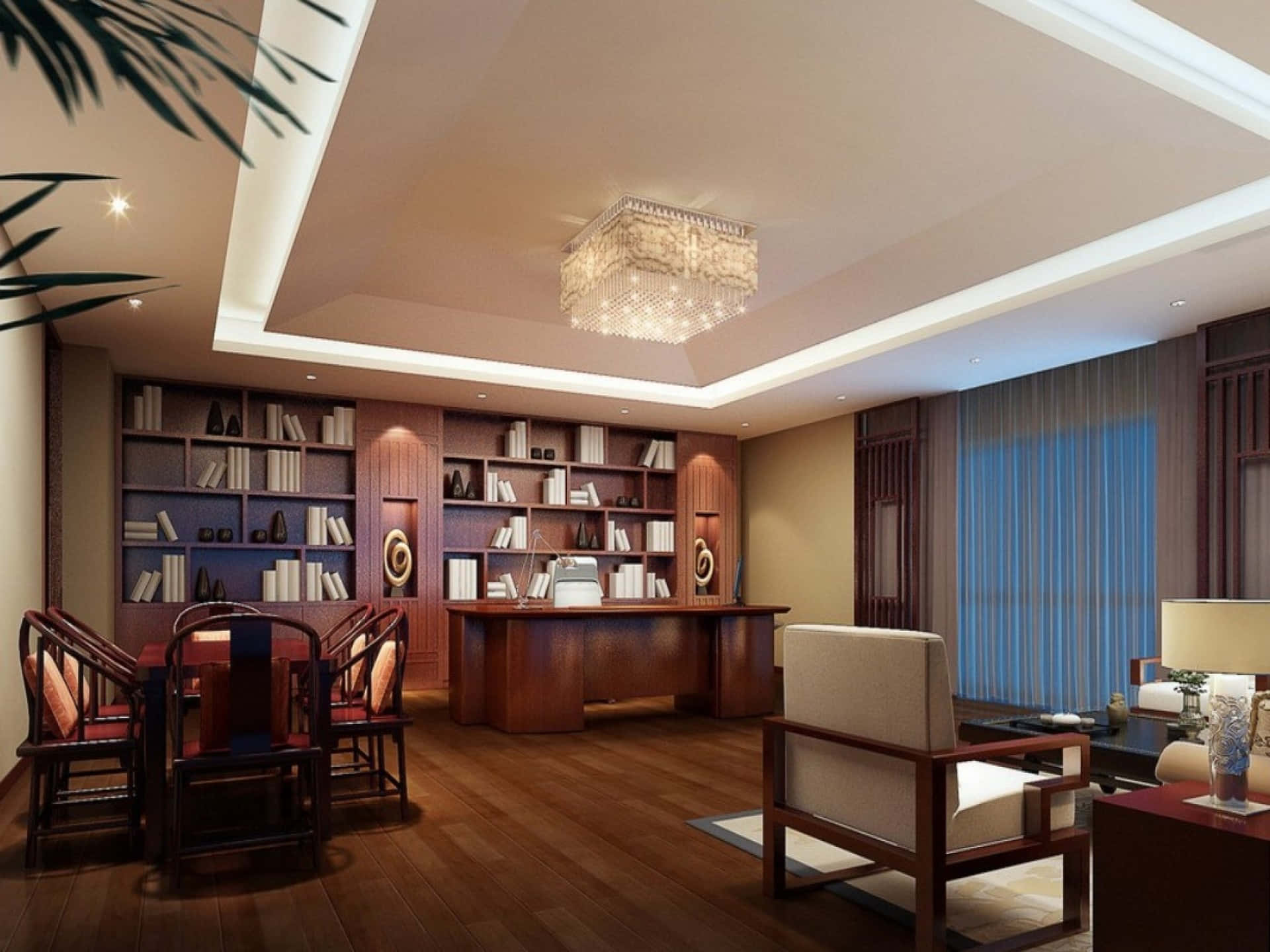 Gorgeous Home Office Wooden Aesthetic Theme Background