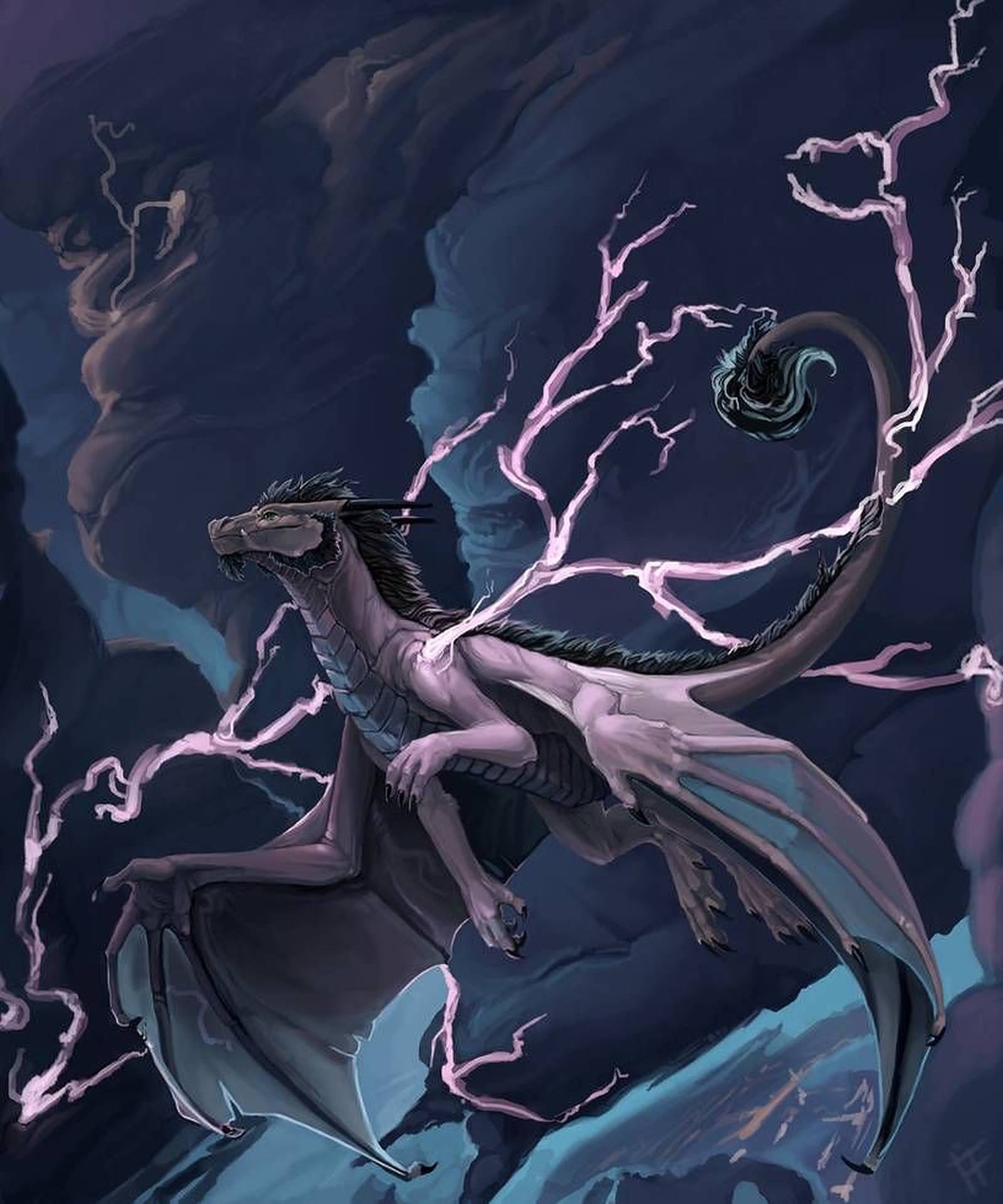 Gorgeous Lightning Dragon Background