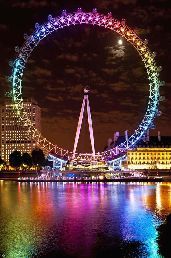 Gorgeous London Eye With Rainbow Lights