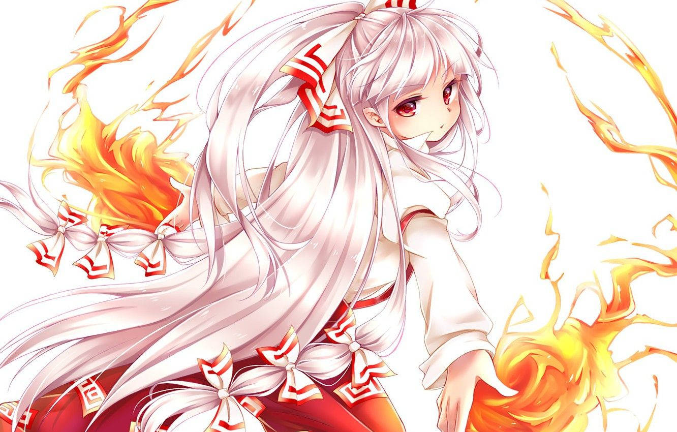 Gorgeous Mokou Fire Anime Background