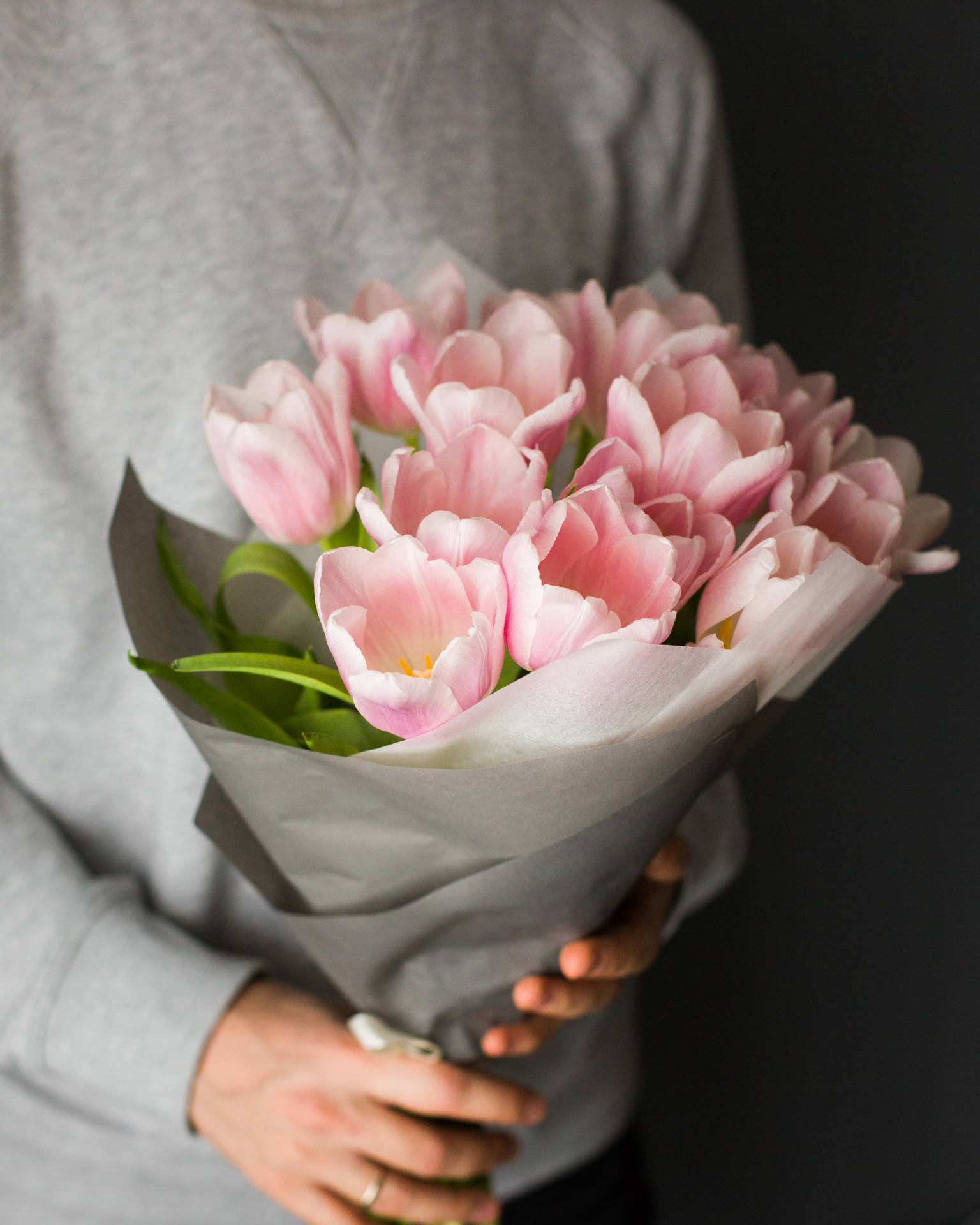 Gorgeous Pink Tulips Flower Bouquet Background