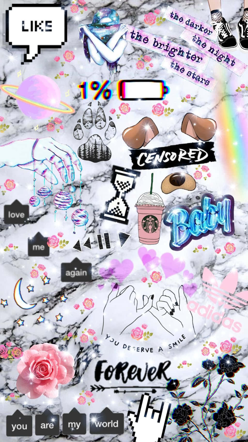 Gorgeous Sticker Collage Girly Tumblr Background