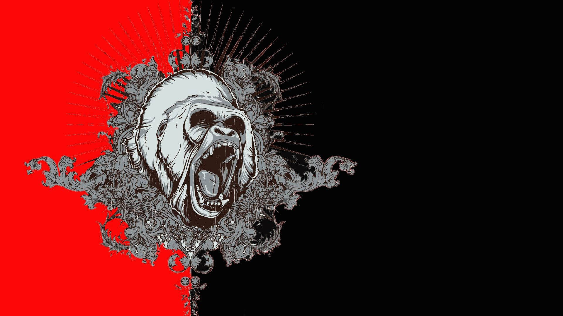 Gorilla Black And Red Art Background